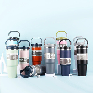 Free <b>Personalized</b> logo 30oz Powder Coated Travel Thermo Mug Vacuum 20oz Coffee Stainless Steel Tumbler with Handle - Product Image 4