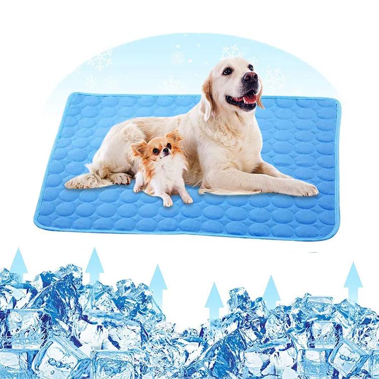 Grand tapis de refroidissement pour chien, coussin de lit personnalisé, tapis d'été pour animaux de compagnie gris