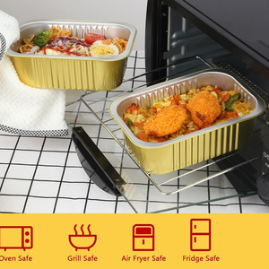1400ml Food Grade Heat Seal Disposable Takeout Food Packaging <b>Foil</b> Tray Kitchen Golden Aluminium <b>Foil</b> Baking Pan with Lid - Product Image 4