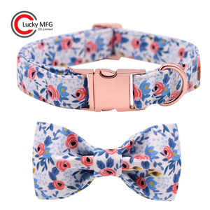 Conjunto ajustable de collar y correa para cachorros para niñas con pajarita floral para perros pequeños, medianos y grandes - Product Image 5