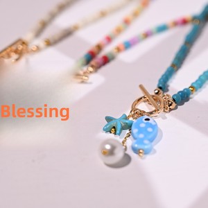Collier à fermoir étoile <span class=keywords><strong>de</strong></span> mer, style bohème, perles colorées, collier ras du <span class=keywords><strong>cou</strong></span> hawaïen pour l'été, la plage et le bord <span class=keywords><strong>de</strong></span> mer, pour femmes et hommes - Product Image 4