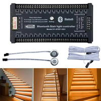 Éclairage intelligent pour marches d'escalier DC12V 24V, bande lumineuse pour 30 marches, contrôle par application, capteur de mouvement PIR, contrôleur de bande lumineuse pour marches d'escalier