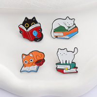 Chats mignons lisant des livres émail broche dessin animé chaton rat de bibliothèque broches revers sac à dos Badge bijoux accessoires cadeaux pour les amis