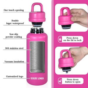 Bouteille isotherme sportive en acier inoxydable de qualité alimentaire sans BPA de 26 oz avec poignée pour l'extérieur – Vente en gros - Product Image 4
