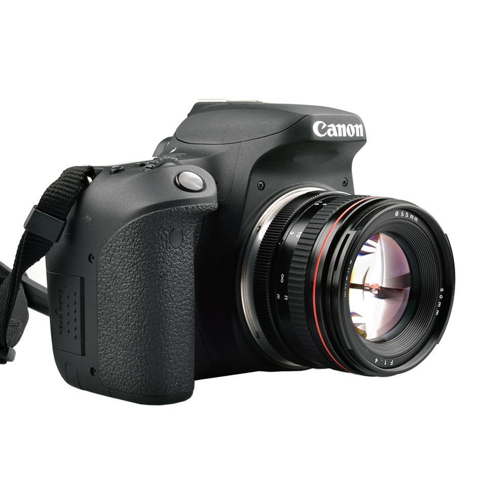 Lightdow EF 50mm F1.4 Canon EF Lens - Manuel Odak, Siyah
