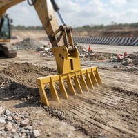 Wheel Loader Super Heavy Duty dengan Rake Stick Lebar yang Dapat Disesuaikan, Rake Bulldozer 3-30 Ton Universal Fit, Garansi 1 Tahun