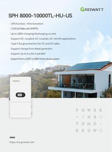 ระบบพลังงานแสงอาทิตย์แบบไฮบริด <span class=keywords><strong>Growatt</strong></span> 10kW รุ่น HF พร้อมแบตเตอรี่ LiFePO4 16kWh แบบติดผนัง ชุดโซลูชั่นสำหรับจัดเก็บพลังงานภายในบ้าน - Product Image 2