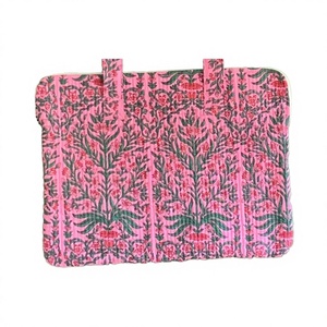 For Floral Quilted Modern Durable Vintage <b>Laptop</b> Sleeve Handle Cotton Fabric Waterproof Lightweight Protective <b>Case</b> for <b>Laptops</b> - Product Image 2
