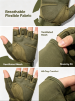 Gants tactiques sans doigts en microfibre, respirants, antidérapants, coupe-vent, légers, pour la chasse en plein air, la moto, l'escalade