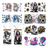 Venta al por mayor de más de 50.000 diseños de transferencias UV DTF Libbey Wrap de alta calidad para vasos de 40oz, 20oz y 16oz, impresiones de dibujos animados en vasos de vidrio, envolturas UV DTF para tazas.