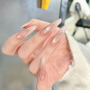<span class=keywords><strong>Uñas</strong></span> postizas de color nude, estilo ojo de gato, minimalistas, delicadas, de alta calidad, blancas, <span class=keywords><strong>para</strong></span> <span class=keywords><strong>mujer</strong></span>, venta al por mayor. - Product Image 1