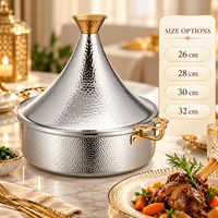 WOXIANG 30cm Pot à tajine martelé en acier inoxydable 3 couches pour ragoût d'agneau et fruits de mer mijotés
