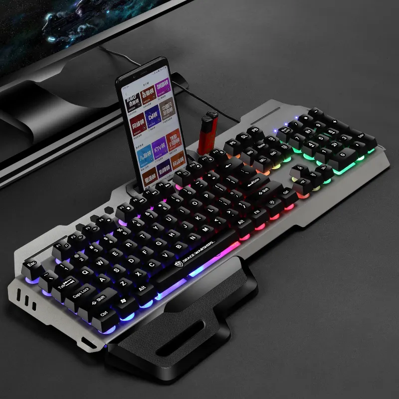 Oem teclado de metal com fio usb gk70, atacado, com teclado de jogo mecânico, combinação, escritório, casa, teclado com fio, mouse