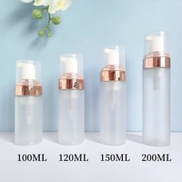 Flacon pompe en PET givré transparent, conteneur cosmétique en plastique personnalisé, emballage rond pour soins personnels, 100 ml, 120 ml, 150 ml, 200 ml