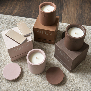 Bougie en ciment AIKUN, emballée pour la vente au détail, en cire de soja, pour la parfumerie d'ambiance domestique et les espaces de vie, commande en gros - Product Image 1
