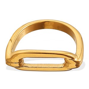 light luxury hollow u shape pearl <b>ring</b> creative geometric open <b>adjustable</b> 18k gold plated stainless steel non fade women finger - Product Image 5