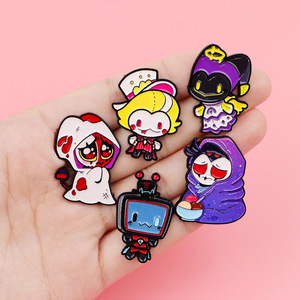 Broche Hell Inn, Badge en métal de dessin animé, Vente en gros, Logo personnalisable, Épingles de revers créatives en émail Kawaii pour collection de fans et cadeaux - Product Image 2
