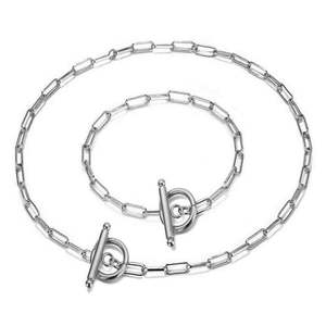 Collar de cadena de eslabones tipo clip chapado en oro de acero inoxidable al por mayor para niñas, gargantilla con cadena de clip rectangular - Product Image 6