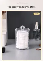 İki-in-one çift katmanlı PS malzeme sürdürülebilir Modern tasarım İşlevli 1-3L kapasiteli pamuklu çubuk takı saklama kutusu makyaj