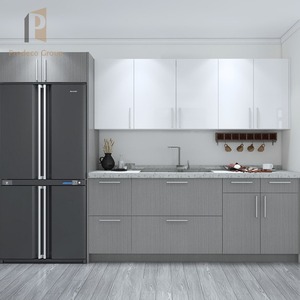 Prima Customizable Modern Modular Kitchen <strong>Cabinet</strong> <strong>Curved</strong> Island Platform Shaker Stainless Steel Sink <strong>Glass</strong> Solid for Villas - Product Image 1