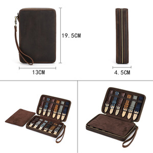 Montre vintage Crazy Horse en cuir véritable pour hommes et femmes Boîte de bracelet de montre intelligente <span class=keywords><strong>Valise</strong></span> de montre de rangement d'affichage - Product Image 5