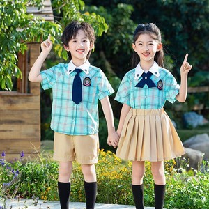 Chemise à carreaux pour enfants, uniforme scolaire vert, style britannique, populaire 2026, pour maternelle, primaire et lycée - Product Image 3