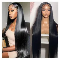 Perruques Lace Front HD 13x6, 100% Cheveux Humains, Densité 180, Perruques Frontales Lisses de 30 Pouces Pré-Pluckées pour Femmes Noires