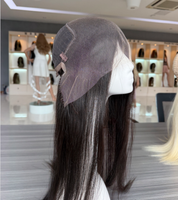Perruque en cheveux humains vierges européens de la meilleure qualité, couleur brun naturel, avec nœuds simples, perruque frontale en dentelle HD, super double drawn