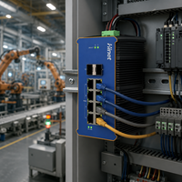 Switch PoE Industrial Gigabit de 8 Puertos con Entrada de 44-57V, Switch de Red Ethernet L2 Administrado para Riel DIN con 2 Puertos SFP Uplink