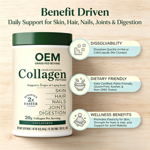 OEM ODM Grass Fed Collagen Peptides Powder GMP Halal 454g Unflavored 20g <b>Protein</b> Per Serving - Product Image 3