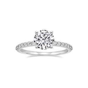 Bague de fiançailles luxueuse en argent S925, bague ronde sertie de zircon, bague de mariage pour femmes - Product Image 1