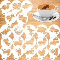 20 pochoirs à café réutilisables en PET pour Halloween, modèles de latte art pour cappuccino, café, gâteaux, décoration de pâtisserie, vente en gros