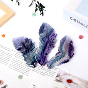 Sculptures en pierre précieuse naturelle de guérison en gros : Plume de fluorite arc-en-ciel pour cadeau - Product Image 2