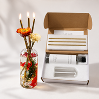 Ensemble de 3 bougies à l'huile éternelles avec bouteille en verre et lampe, bougies à mèche métallique rechargeables, boîte cadeau blanche pour la décoration de la maison