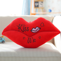 Coussin décoratif en peluche en forme de lèvres rouges avec logo personnalisé, oreiller lèvres, décoration de canapé, cadeau de Saint-Valentin en gros