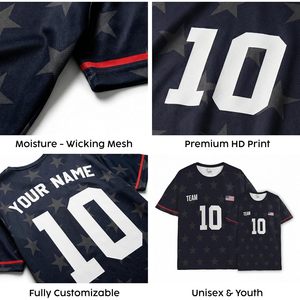 Custom <b>Soccer</b> Jersey Personalized With Name Number Team Logo Unisex Adult Size Round Neck Heat Transfer Printing 140g Fabric - Product Image 6