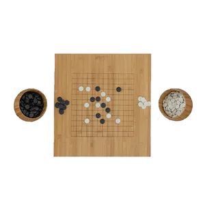 Juego Go de bambú de 19x19, caja de regalo de alto grado con piedras de melamina convexa individuales y cuencos, Baduk Weiqi