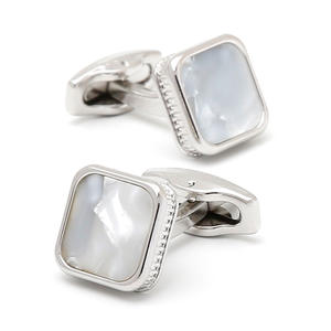 Manufacturer Supplier Customised Logo Alloy Cufflinks Set <b>for</b> <b>Men</b> Metal Custom Shape White Conch Cuff Links - Product Image 1