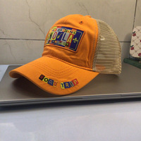 Gorra trucker con parche bordado lavado, gorra de béisbol de malla con patchwork de NOLA de Nueva Orleans, gorra de sol vintage ajustable con efecto desgastado