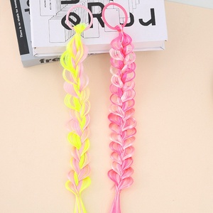 Parrucca Colorata in Fibra Sintetica per Bambine Stile Principessa Elsa, Treccia con Elastico per Capelli, Treccia a Bolle con Riflessi per Bambine - Product Image 4