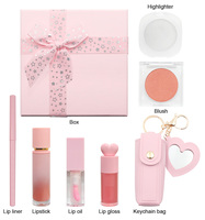 Kit de Maquillage Marque Blanche Rose Végétalien DIY – Coffret Cadeau Maquillage Lèvres, Fard à Joues et Illuminateur
