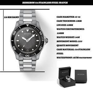 Venta al por Mayor de Relojes de Pulsera de Cuarzo Japoneses de Lujo de Alta Calidad 5ATM para Hombre, Reloj Giratorio con Correa de Acero Inoxidable, Se Acepta OEM - Product Image 3