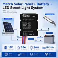 Contrôleur solaire PWM Boost 1880 12V 80W 20A fiable Sukite pour éclairage public à énergie solaire avec capteur