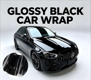 Film de protection de voiture en vinyle PET brillant <span class=keywords><strong>noir</strong></span> piano, rouleau de film de changement de couleur pour enveloppement complet de véhicule, vinyle de protection <span class=keywords><strong>noir</strong></span> en gros - Product Image 1