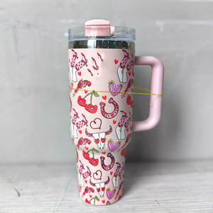 StanL 40oz <strong>Pink</strong> Love Heart Double Vacuum Stainless Steel <strong>Travel</strong> <strong>Mug</strong> Tumbler Valentine's Day Printed <strong>Travel</strong> <strong>Mugs</strong> with Handle - Product Image 1