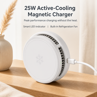 Chargeur sans fil magnétique rapide 25W PD en alliage d'aluminium avec port Type-C, protection ignifuge, indicateur LED et refroidissement pour téléphones mobiles
