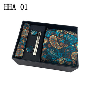 Paisley Mô hình người đàn ông của kinh doanh giản dị Polyester <span class=keywords><strong>Tie</strong></span> đen vuông khăn với hình học Khuy măng sét và <span class=keywords><strong>tie</strong></span> <span class=keywords><strong>clip</strong></span> Hộp Quà Tặng thiết lập - Product Image 6