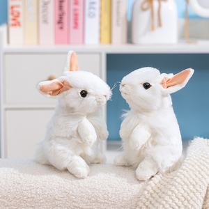 Peluche Coniglio in Cotone PP Morbido Realistico Antistress Postura Perfetta Simulazione Coniglio Bianco Regalo di Pasqua per Bambini - Product Image 3