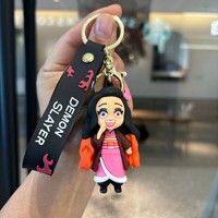 Porte-clés Anime Demon Slayer au design cool de dessin animé, accessoires cadeaux pour enfants, pendentif poupée 3D en PVC, porte-clés personnalisé avec logo, jouets, porte-clés