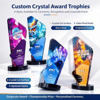 Trophée en cristal personnalisé avec impression couleur, logo gravé, trophée en cristal pour cérémonie d'entreprise, prix de compétition, souvenir, cadeau